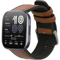 Kwmobile horlogeband geschikt voor 22mm Amazfit Bip 6 / Bip 5 Unity / Bip 5 / GTS 3 / Balance 2 / Helio Strap -Armband voor fitnesstracker van leer in bruin / zwart