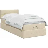 vidaXL Ottoman Bed met Matrassen en LED Crèmekleurig 90 x 200 cm Stof