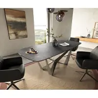 DELIFE Eettafel Edge Boot 180-220x100 cm Keramiek Laminam Nero Greco Anthrazit Spider Metaal Effectafwerking Titan uitschuifbaar