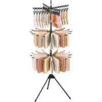 Costway SureDeal - Handdoekhouder - Traps Inklapbare Wasdroger - Clips - Stangen Zwart - 76x76x178 cm - Donkerbruin