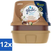 Glade 12 x - Badkamer Gel - Sensual Sandelhout Jasmijn - 180 g - Frisse Geur - Geurkaars - Luchtverfrisser - Sandelhout - Jasmijn