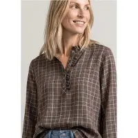 Street One Dames Blouse met lange mouwen en ruches - Bruin - 38