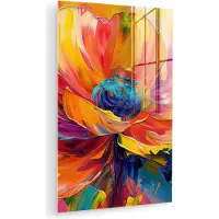 MuchoWow Glasschilderij 120x180 cm - Schilderij acrylglas - Bloem - Verflook - Modern - Abstract - Kleuren - Foto op glas - Muurdecoratie woonkamer - Wanddecoratie slaapkamer - Schilderijen
