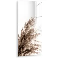 MuchoWow Glasschilderij 60x120 cm - Schilderij acrylglas - Pampas pluimen - Natuur - Pampasgras - Foto op glas - Muurdecoratie woonkamer - Wanddecoratie slaapkamer - Schilderijen