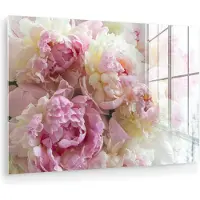 MuchoWow Glasschilderij 30x20 cm - Schilderij acrylglas - Vintage - Bloemen - Rozen - Natuur - Foto op glas - Muurdecoratie woonkamer - Wanddecoratie slaapkamer - Schilderijen