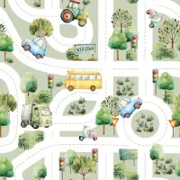 Markizeta Sfeervolle Kinderkussenhoes Velours Auto's Straat 40x40cm met Rits