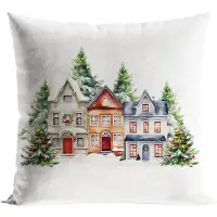 Markizeta Kerst Sierkussenhoes 40x40 cm Fluweel Winterdorp