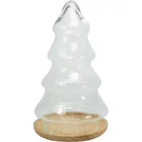 Tak Design tafeldecoratie kerstboom 8,2 x 16 cm glas/hout bruin