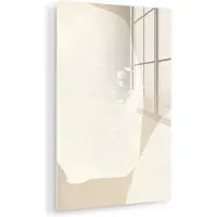 MuchoWow Glasschilderij 60x90 cm - Schilderij acrylglas - Beige - Abstract - Modern - Foto op glas - Muurdecoratie woonkamer - Wanddecoratie slaapkamer - Schilderijen