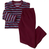Atlas For Men - Pyjama van microfleece met gestreept bovenstuk - Heren - Verkrijgbaar in grote maten - 5XL