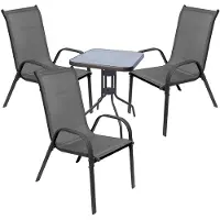 Mojawo 4-delige bistroset voor balkon: tafel + 3 stapelbare stoelen