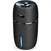Semoic USB-autoluchtbevochtiger 200 ml mini draagbaar met 7 kleuren LED-nachtlampje Stille, verstelbare miststanden voor op reis B