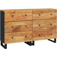vidaXL Dressoirs 2 st 60x33x75 cm massief acaciahout