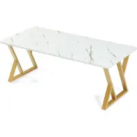 En.casa Salontafel Nolu marmerlook met gouden stalen frame 120x60x46 cm []