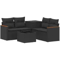 vidaXL Bankstel 6 st Zwart 55 x 55 x 37 cm Poly Rattan en Staal
