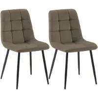 CLP Set van 2 Eetkamerstoelen Tilde - Gestoffeerd - Metalen Onderstel - belastbaar tot 150 kg - Fluweel/taupe