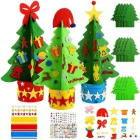 Sonstiges Kerstboom knutselset, 3 stuks, vilten decoraties, voor kinderen, adventskalender, cadeau