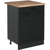 Vicco Keukenonderkast R-Line, Antraciet landelijk/Antraciet, 60 cm met lade goudkleurig eiken werkblad