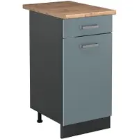 Vicco Keukenonderkast R-Line, Blauw-grijs/Antraciet, 40 cm goudkleurig eiken werkblad