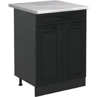 Vicco Keukenonderkast R-Line, Antraciet landelijk/Antraciet, 60 cm met lade marmer werkblad