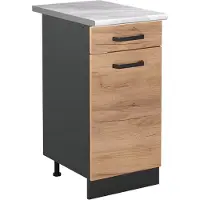 Vicco Keukenonderkast R-Line, Goudkleurig Eiken/Antraciet, 40 cm marmer werkblad