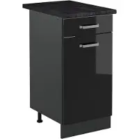 Vicco Keukenonderkast R-Line, Zwart hoogglans/Antraciet, 40 cm antraciet werkblad