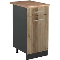 Vicco Keukenonderkast R-Line Artisanaal eiken/Antraciet 40 cm goudkleurig eiken werkblad, Model 61023