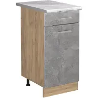 Vicco Keukenonderkast R-Line, Beton/Goudkleurig Eiken, 40 cm marmer werkblad