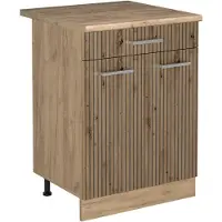 Vicco Keukenonderkast R-Line, Artisanaal eiken/Goudkleurig Eiken, 60 cm met lade goudkleurig eiken werkblad