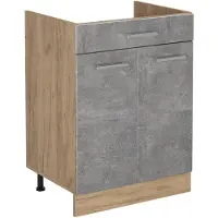 Vicco Keukenonderkast R-Line, Beton/Goudkleurig Eiken, 60 cm met lade zonder werkblad