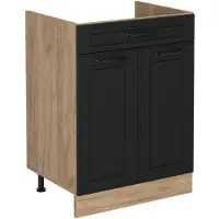 Vicco Keukenonderkast R-Line, Antraciet landelijk/Goudkleurig Eiken, 60 cm met lade zonder werkblad
