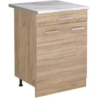 Vicco Keukenonderkast R-Line, Sonoma/Goudkleurig Eiken, 60 cm met lade marmer werkblad