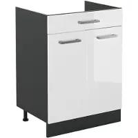 Vicco Keukenonderkast R-Line, Wit Hoogglans/Antraciet, 60 cm met lade zonder werkblad
