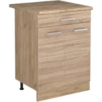 Vicco Keukenonderkast R-Line, Sonoma/Goudkleurig Eiken, 60 cm met lade goudkleurig eiken werkblad