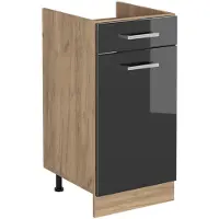 Vicco Keukenonderkast R-Line, Antraciet Hoogglans/Goudkleurig Eiken, 40 cm zonder werkblad