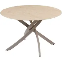 Invicta Dining table ALPINE Ø 120cm round travertine ceramic champagne greige