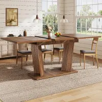 Flieks Uittrekbare eettafel met stevig onderstel, verstelbare antislipvoeten, flexibele eettafel, keukentafel 120-160 cm, donkerbruin