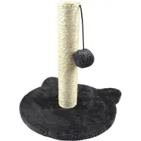 Love Story , kattenboom met voetstuk, kattenkop en speelgoed, MDF, 30 x 30 x 33 cm, antraciet