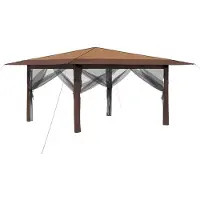 vidaXL Paviljoen met 4 zijwanden, 4 x 4 meter, beige en bruin