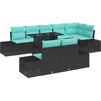 vidaXL Tuinbank Set 9 st 8-Aantal zitplaatsen Zwart en Blauw
