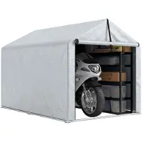 Outsunny Garden Storage Tent-PE, Galvanisierter Stahl-162L x 221,5B x 163H cm-Hellgrau