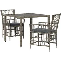 vidaXL Buiten Eettafel Set 3 st Grijs poly rattan