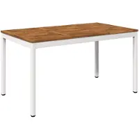 vidaXL Tuin Eettafel Natuurlijk en Wit 141 x 80,5 x 75 cm