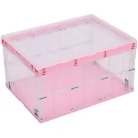 Merkloos Opbergboxen van 55 liter - Opvouwbaar - Stapelbaar - Transparant - Met deksel - Met draaghandvat - Opbergbox