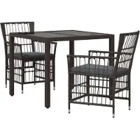 vidaXL Buiten Eettafel Set 3 st Zwart poly rattan