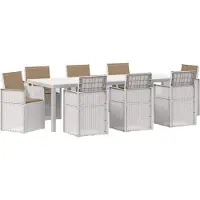 vidaXL Tuinset, 9-delig, wit en taupe, gemaakt van PP-kunststof
