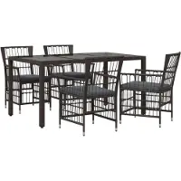 vidaXL Buiten Eettafel Set 5 st Zwart poly rattan