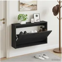 vidaXL Wandgemonteerde Schoenenkast UTRECHT 71 x 17 x 43 cm Zwart