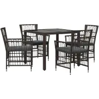 vidaXL Buiten Eettafel Set 5 st Zwart poly rattan