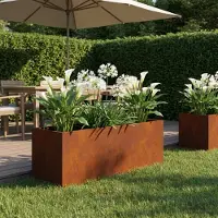 vidaXL Plantenbak Roestkleurig 60 x 20 x 20 cm weervast staal